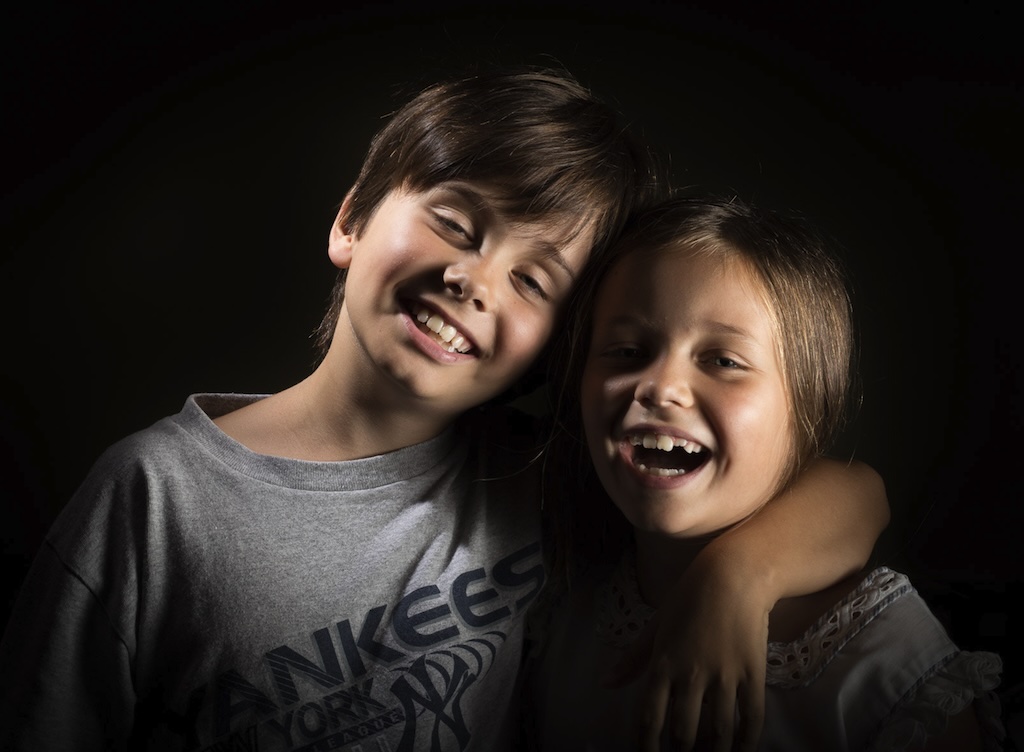 Black and white photograph capturing a moment of happiness