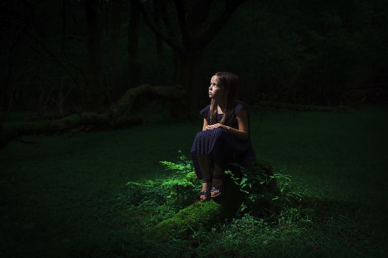 Black and white photograph capturing natural light and shadows